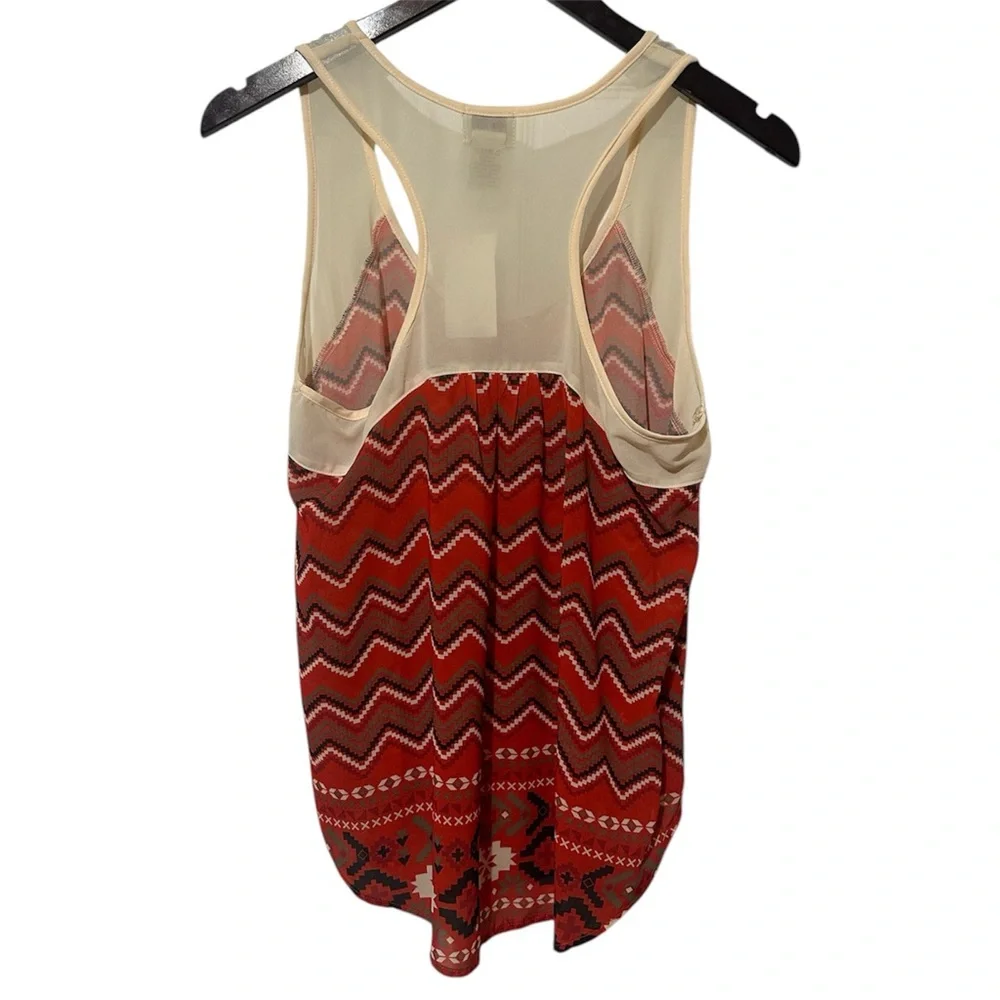 Eyelash Couture Women's Chevron Tank Top - Orange Size M Sleeveless - Picture 2 of 2
